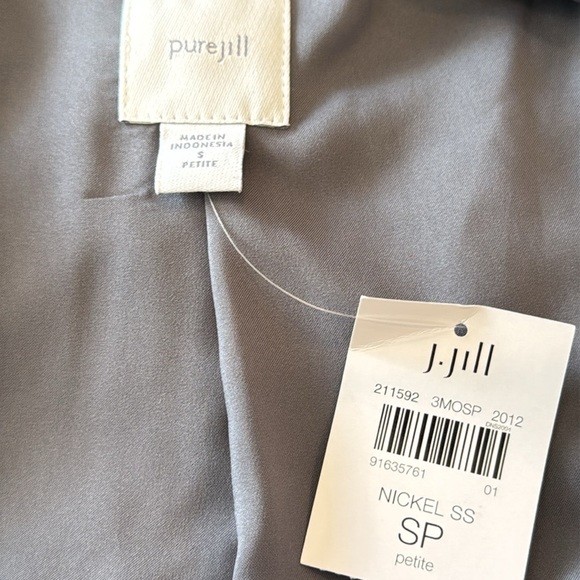 J. Jill Crushed Velvet Gray & Navy Shibori Print Open Jacket Size SP NWT - Picture 4 of 10